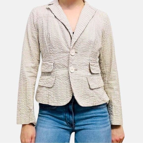 Sandro Cream Striped Blazer - Picture 1 of 8